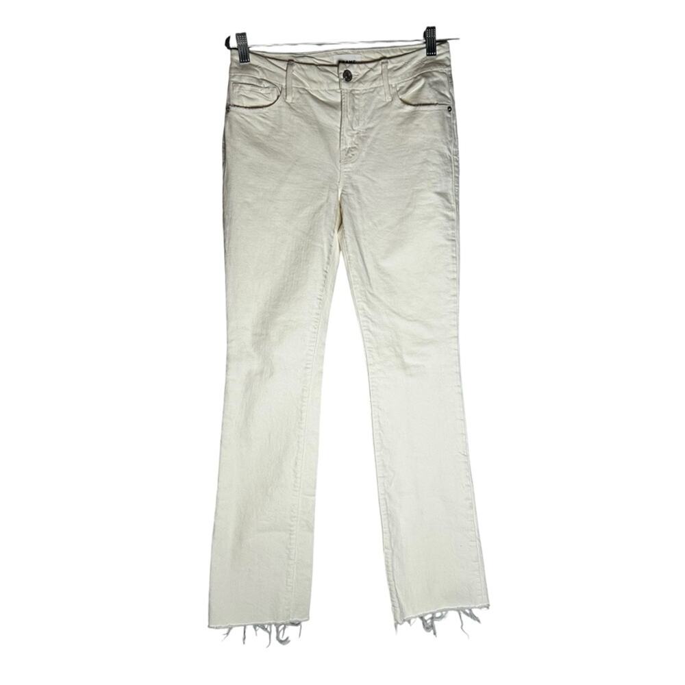 Frame Le Mini Boot Cream‎ Raw Hem Denim Jeans Size 26
